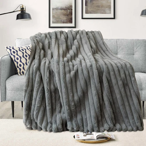 Luxus Kunstfell Überwurf Decke ultraweich kuschelig wendbar warm Schlafsofa Überwürfe - Bild 10 von 23