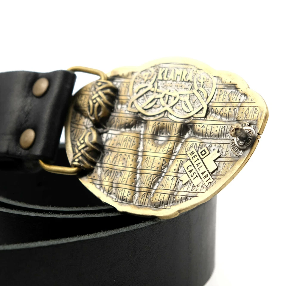 Cinturón de cuero con hebilla rúnica Tiwaz, antiguo nórdico escandinavo vikingo pagano Foto 4 de 4