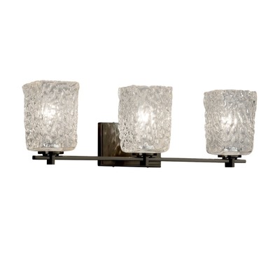 Veneto Luce - Era 3-Light Bath Bar - Square with Rippled Rim Venetian Glass