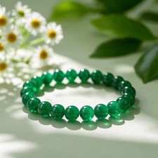 Natural Emerald Elastic Stretch Bracelet 8mm Round Crystal Gemstone Beads