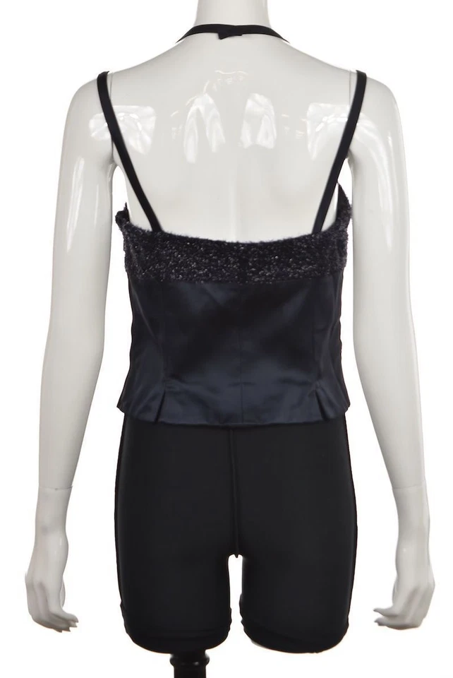 Louis Feraud Womens Top Size 10 Blue Blouse Textured Metallic Spaghetti Strap Foto 2 de 4