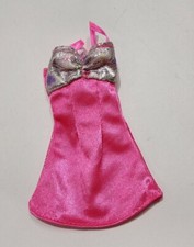 BARBIE DRESS PINK SILVER SUMMER DRESS SHORT 1990s CUTE ONLY DOLL CLOTHES