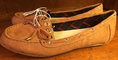 Womens Shoes Size 6M Dark Tan Honor Casual Flat Loafers Raised Tread Padded Sole