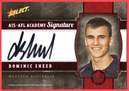 2013 AFL FUTURE FORCE [RED SIGNATURE CARD] - FFRS13 Dom SHEED (MWEST COAST) #94 - Picture 1 of 2