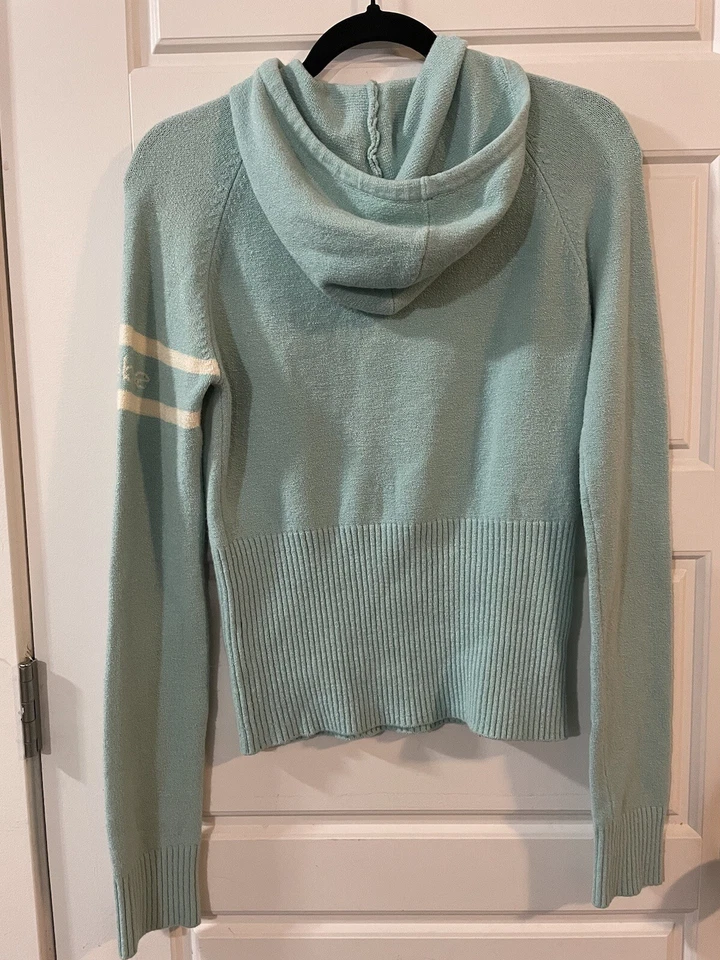 BEBEAquaGreenWomen Fleece Pullover LogoBebe Long Sleeves Hooded SweatshirtSize L - Image 3 of 4