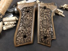 Beretta 92S Turkish Walnut Grips Handmade. Floral. US Based Seller. AAA Quality