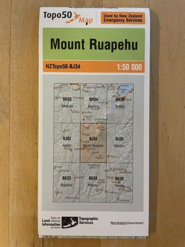 NZTopo50-BJ34 Mount Ruapehu Karte, topographisch, Neuseeland, 2009, Vulkan - Bild 1 von 2