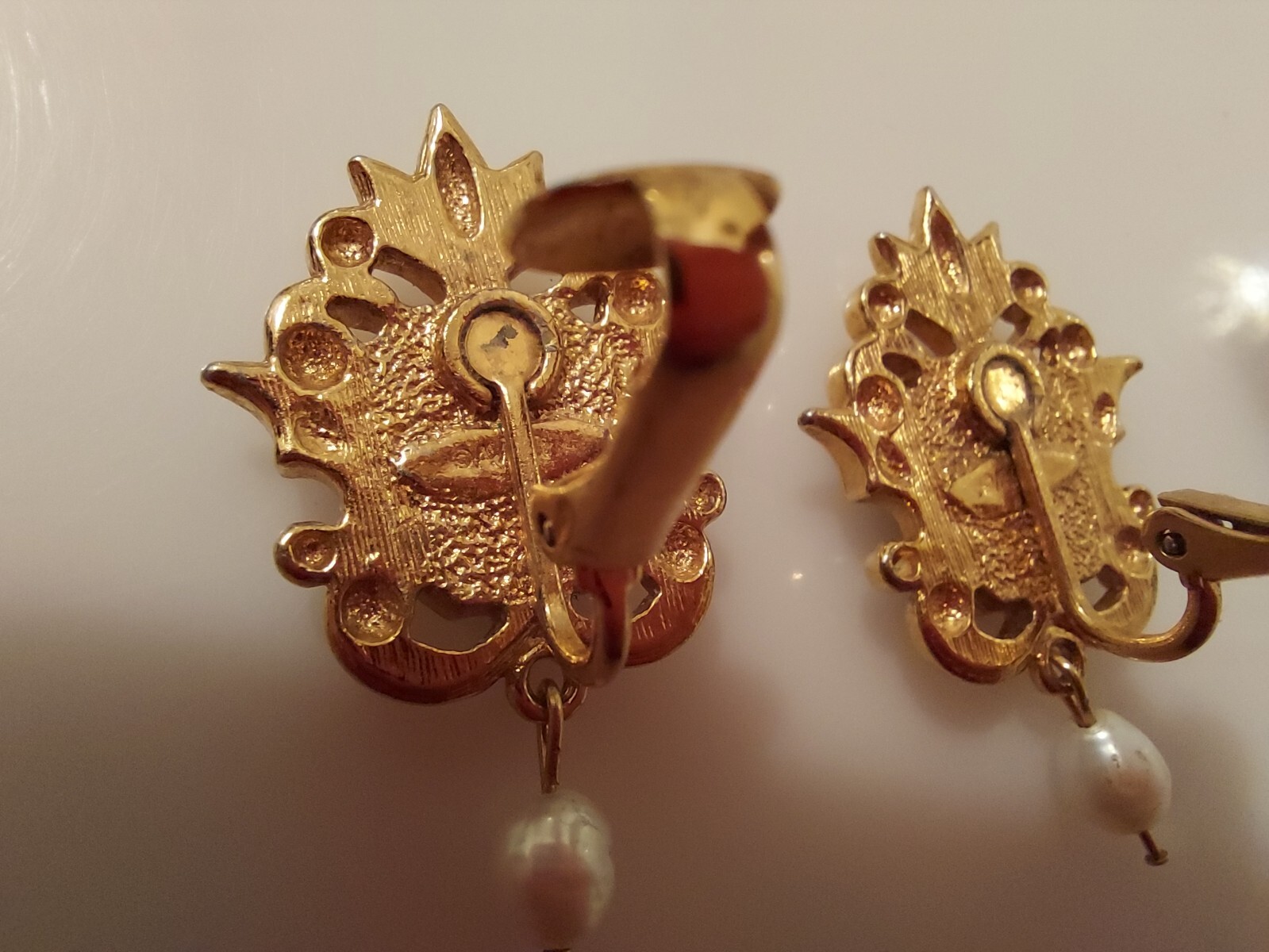 Avon black enamel drop dangle rectangular clip ea… - image 8