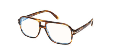 Tom Ford FT6058-B 055 Havana Soft Square Blue Block Men display picture 3