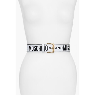 MOSCHINO White 'Milano' Logo Belt 44 | eBay