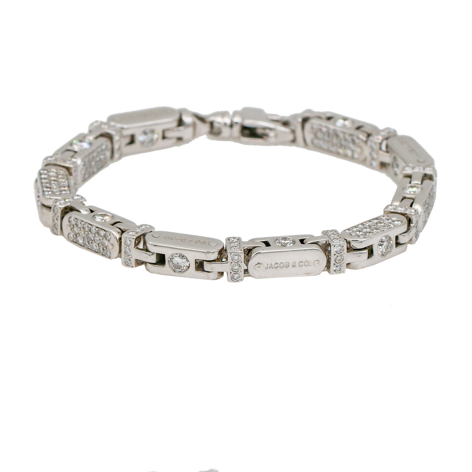 Jacob & Co. Men's Pave Diamond Capsule Link Bracelet in 18k White