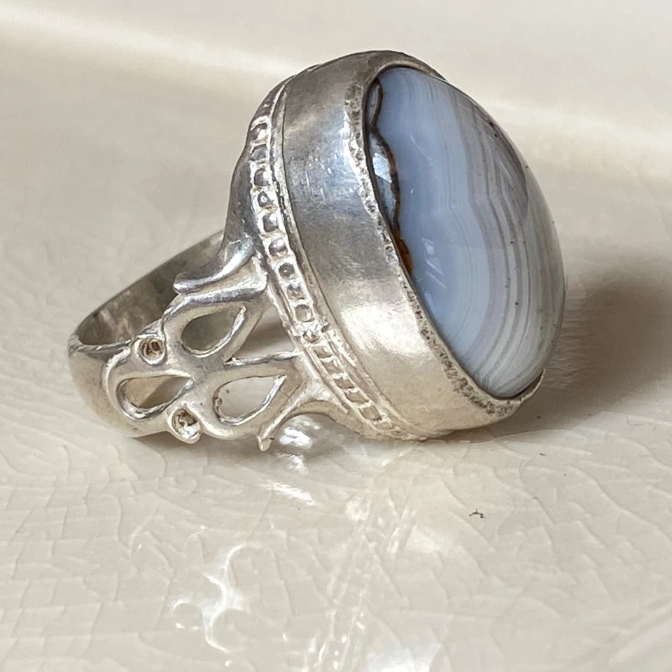 Anillo de plata de ley 925 para hombre yemení heal sulaimani ágata aqeeq عين سلطاني قوي Foto 3 de 4