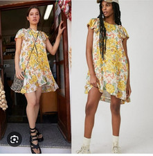 Free People Yara Patterned floral Dress Tea Combo Size Small (S) yellow , SC
