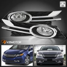 Fits 2014-2016 Honda Odyssey Clear Fog Lights Bumper Driving Lamps+Switch+Bezels
