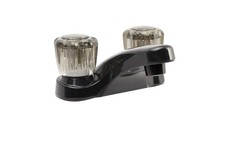 RV Lavatory Faucet with Smoked Acrylic Knobs - Stylish Black Design