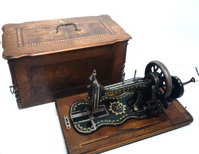 Clemens Müller fiddle base sewing machine hand crank 1883 | eBay