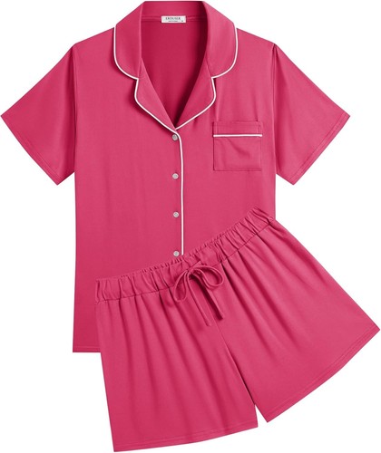 Women Pajamas Set Soft Classic Bride Pjs Comfy Short Sleeve Sleepwear Loungewear - Foto 7 di 70