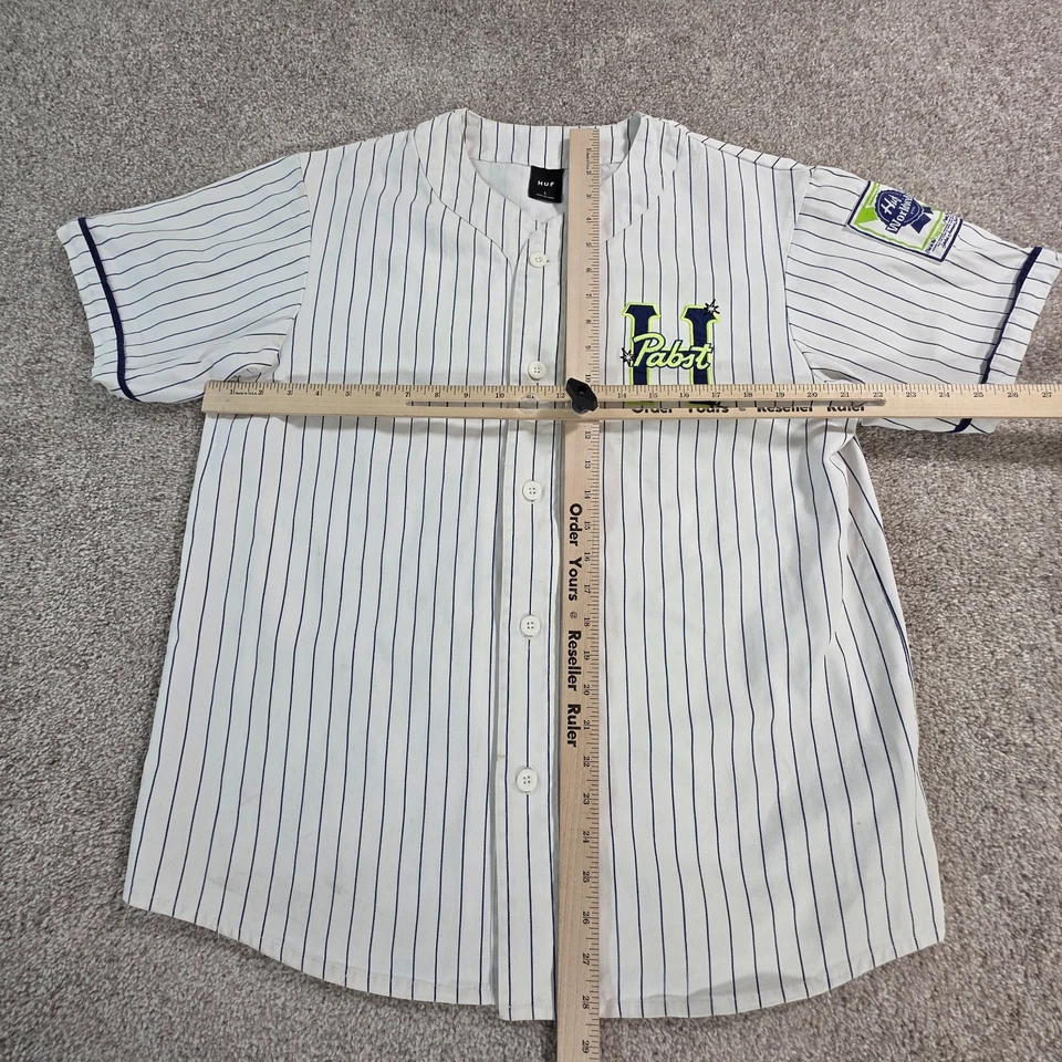 Camiseta de béisbol HUF Worldwide Pabst cinta azul PBR blanca adulto grande Foto 3 de 4