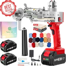 2025 Cordless Rug Tufting Gun Kit 2x 4.0Ah Batteries 2-in-1 Cut & Loop Pile Red