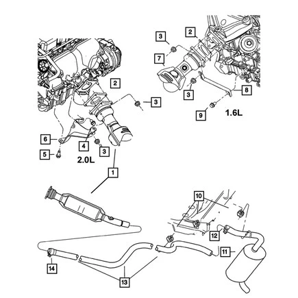 Abrazadera de escape Mopar 5278304AA 2 pulgadas de diámetro, para 2001 2005 neón para Dodge Foto 2 de 4