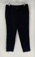Apt.9 Womens Black Flat Front Pockets Tapered Leg Dress Pants Size 10
