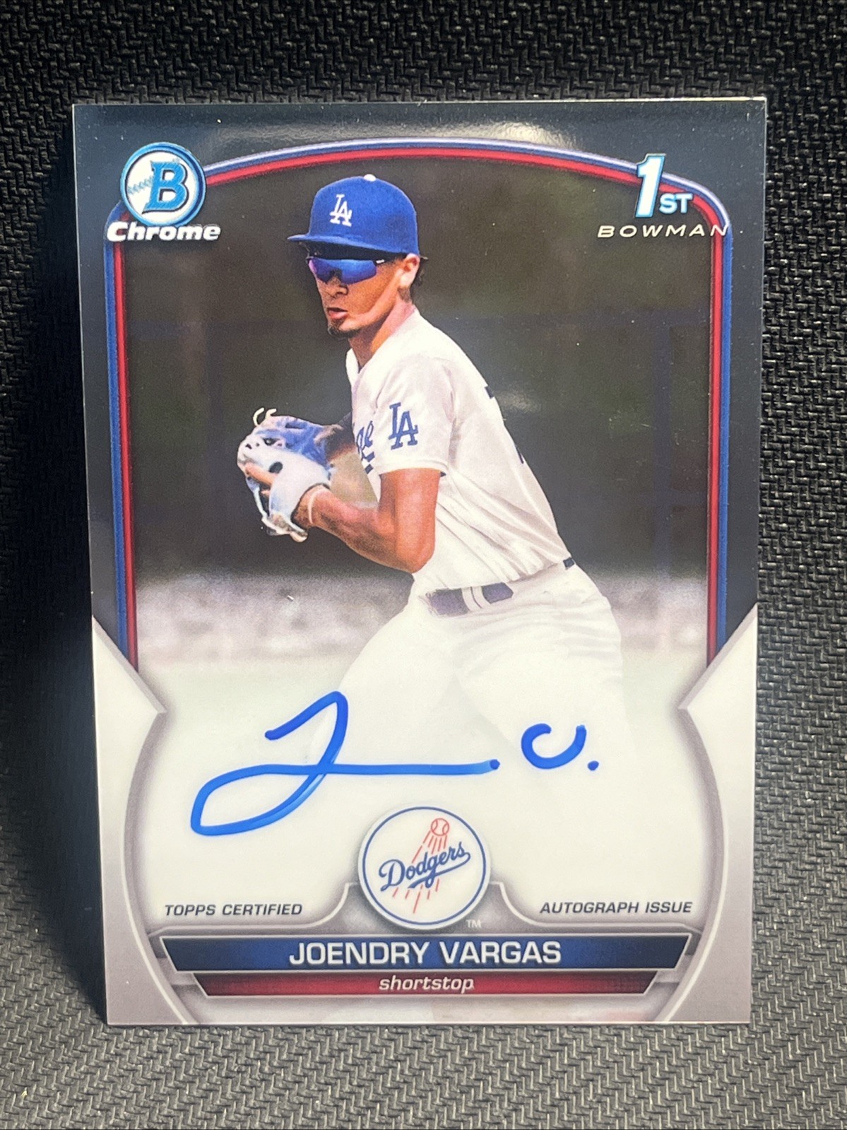 2023 Bowman Chrome Joendry Vargas 1ST AUTO Prospect Los Angeles Dodgers