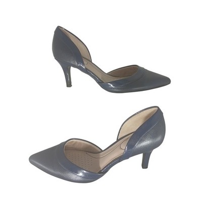 LifeStride Soft System Womens Navy DOrsay Pumps Heels Shoes Size 6.5 Wide