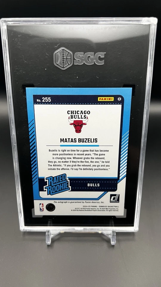 2024-25 Donruss Holo Laser #255 Matas Buzelis RC /99 SGC 9.5 w/ 10 AUTO - Image 2 of 2