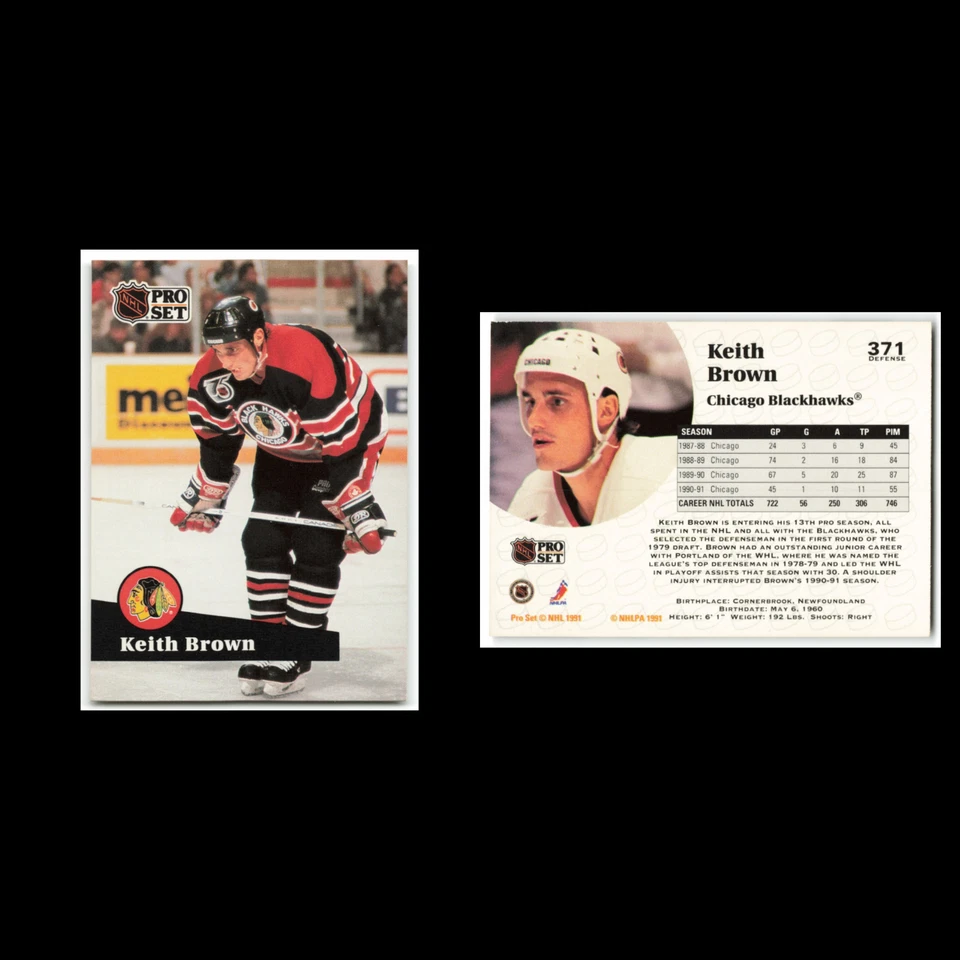 Keith Brown #371 1991 Pro Set Chicago Blackhawks Hockey Card NHL NM - Image 3 of 3