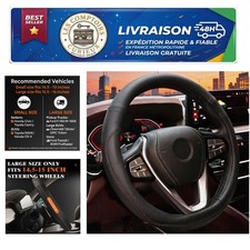 HOTOR Universal Black Faux Leather Steering Wheel Cover 14.5-15 in