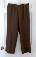 NWT Alfred Dunner Classics Petite Brown Tan Dress Pants Trousers Straight Leg 18