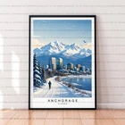 Winter Anchorage Unframed Illustration Print Poster Art Alaska Anchorage Print