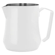 Metallurgica 17 oz Stainless Steel Tulip Milk Frothing Pitcher, White