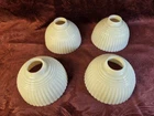 4) Four Vintage Milk Glass Ribbed Lampshade 5-1/4" w/1-5/8" Fitting Art Deco.