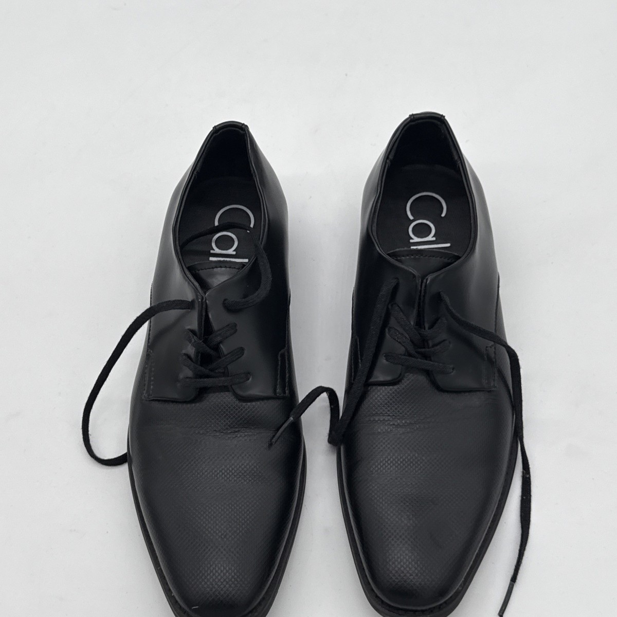 Calvin Klein Ramses Black Leather Textured Toe Oxford Shoes  display picture 2