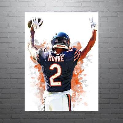 DJ Moore Chicago Bears Wall Art Football Poster Man Cave Decor Gift