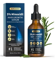 5% Minoxidil for Men and Women Hair Growth, AMOADO Minoxidil Serum with Rosemary