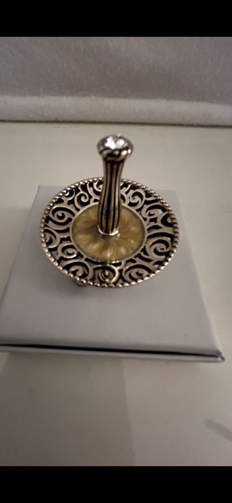 Brighton Lacie Silver Plate Ring Holder with Mother of Pearl and Swarovski Crystals