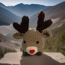 Handmade Crocheted Reindeer Ornament - Decoration- Sticking Stuffer