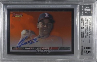 2015 Bowman's Best Orange Refractor /25 Rafael Devers #HDH-RD BGS 8.5 Auto v9t
