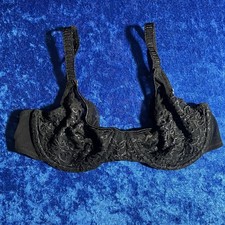 Vintage Fredericks Of Hollywood Bra 34c Black Lace Underwire Lingerie