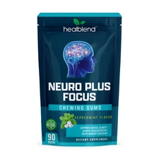 Neuro Plus Focus Chewing Gum Peppermint Flavor Nootropic Energy, Clarity Support