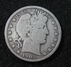1905 o  - BARBER HALF 50c  -  G / VG  -  Silver