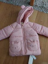 New George Pink Girls/ toddler Coat/jacket With Hood Age 9 To 12 Months