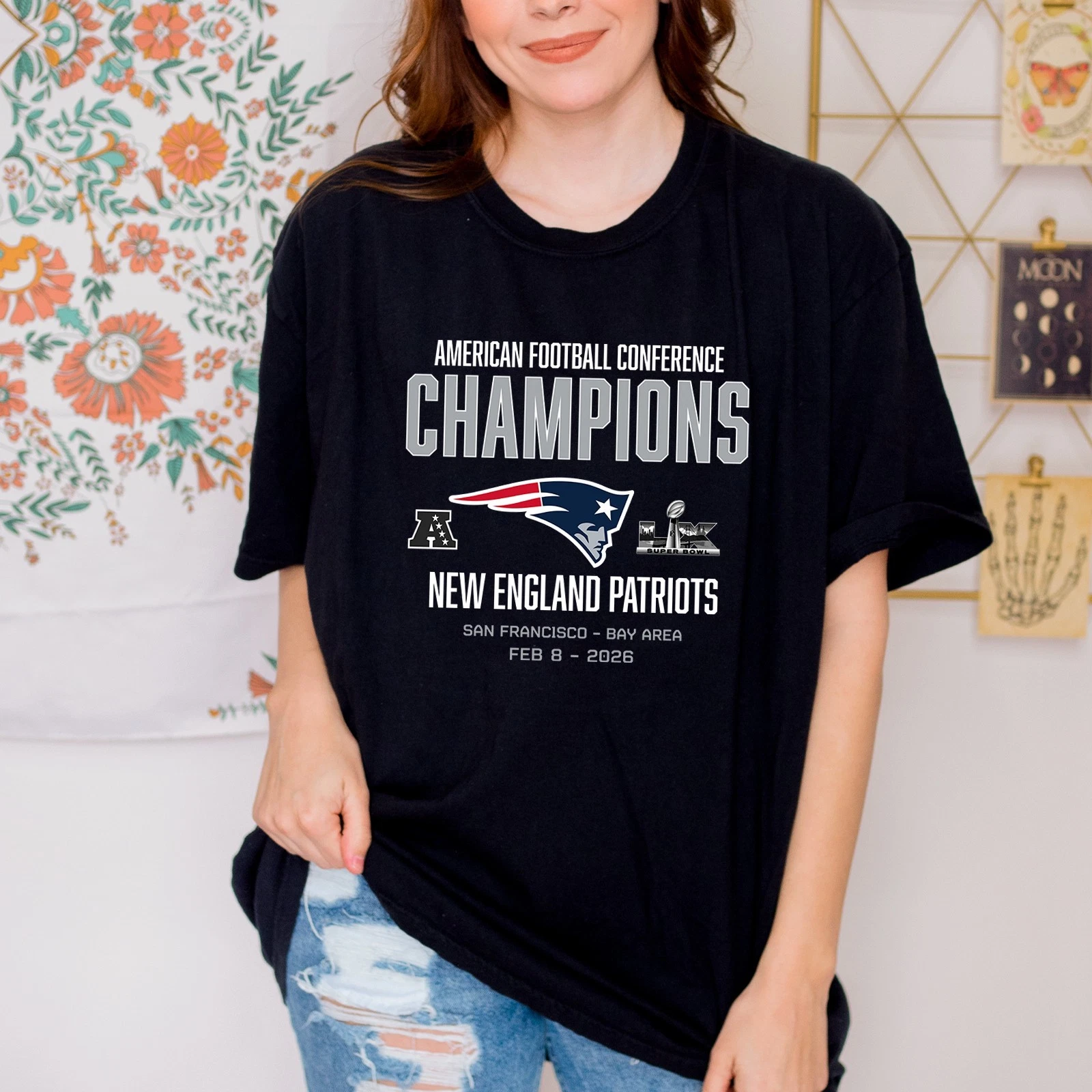 New England Patriots 2025 AFC Championship Team Nation TShirt