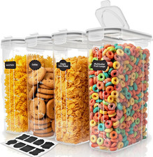 4PCs 4L Food Cereal Containers Storage Airtight kitchen Food Cereal Dispenser
