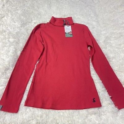 JOULES Top Roll Neck Womens Size 6 Clarissa Solid Red Long Sleeve NEW