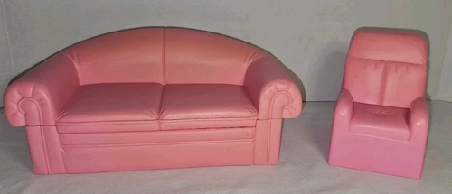 Barbie Mattel Pink Couch & Chair 1994 Dream House Plastic Furniture Vintage