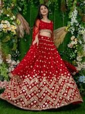 Ethnic Lehenga Choli Georgette Heavy Sequins Zari Work Bridal Wedding Party Wear