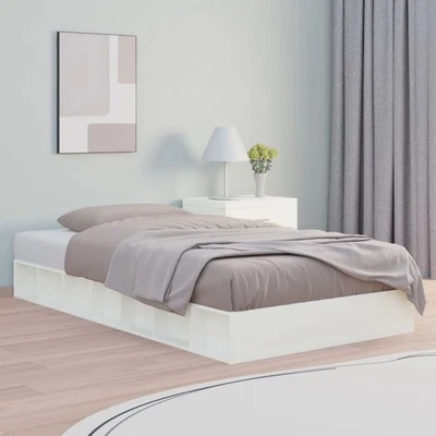 Cadre de Lit Blanc 160x200 cm Bois Massif Sommier Adulte Double Chambre vidaXL - Photo 1/4